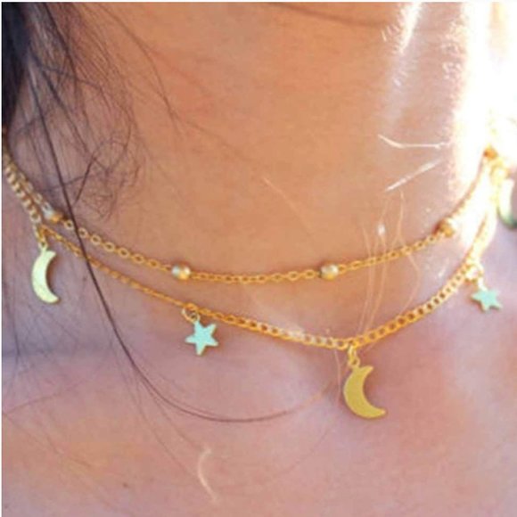 ✨✨HP✨✨NEW Dainty Gold Moon and Star Double Choker - Picture 7 of 7